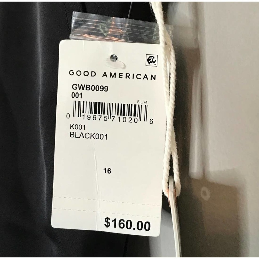 Good American Satin Pants Trousers Black‎ Wide Leg High Rise - Picture 4 of 4
